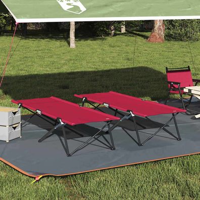 vidaXL Klapp Schlafbett fürs Camping 2 pcs Rot 206 x 76 x 74 cm