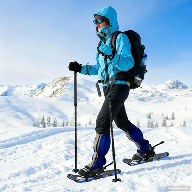 vidaXL 3 in 1 Schneeschuhe Blau und Schwarz 63 x 21 cm