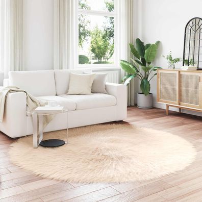 vidaXL Teppich aus Kunstschaffell Tafalla Beige Ø 200 cm Polyester