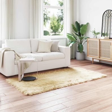 vidaXL Teppich aus Kunstschaffell Tafalla Creme 80 x 200 cm Polyester