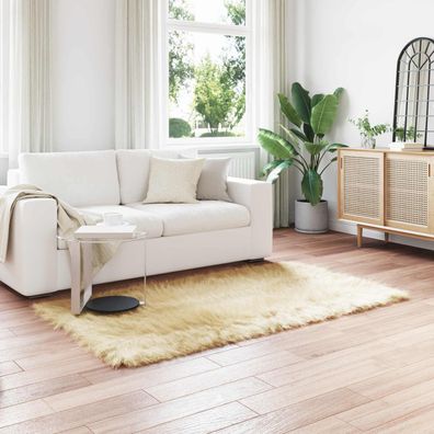 vidaXL Teppich aus Kunstschaffell Tafalla Creme 120 x 170 cm Polyester