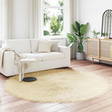 vidaXL Teppich aus Kunstschaffell Tafalla Creme Ø 160 cm Polyester
