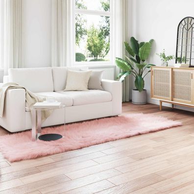 vidaXL Teppich aus Kunstschaffell Tafalla Rosa 80 x 250 cm Polyester