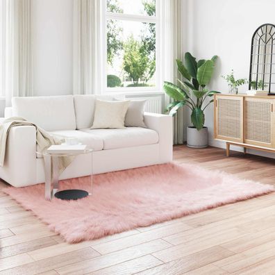 vidaXL Teppich aus Kunstschaffell Tafalla Rosa 140 x 200 cm Polyester