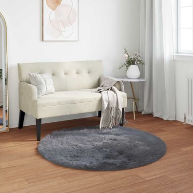 vidaXL Teppich aus Kunstschaffell Tafalla Anthrazit Ø 100 cm Polyester