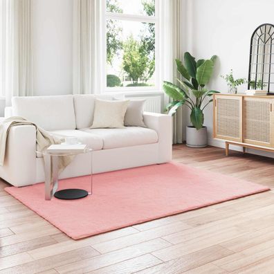 vidaXL Rutschfester Teppich aus Kunstkaninchenfell OLITE Rosa