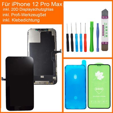 LCD Display für iPhone 12 Pro Max 3D HD Retina Werkzeug set+20D Displayschutz