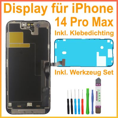 TFT FHD Display für iPhone 14 Pro Max LCD Bildschirm Schwarz Black + Klebepad + TOOL