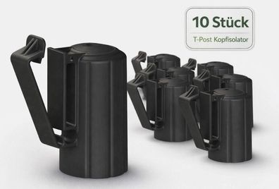10 Stück T-Post Kopfisolator für T-Posten Pfähle schwarz