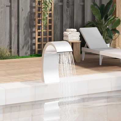 Pool-Wasserfall Edelstahl 304 Silber 22x60x70 cm