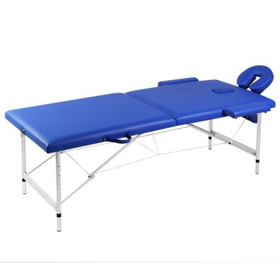 Massageliege Klappbar 2-Zonen Aluminiumgestell Blau