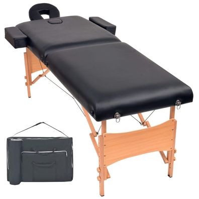 Massageliege 2-Zonen Klappbar 10cm Sitz Schwarz