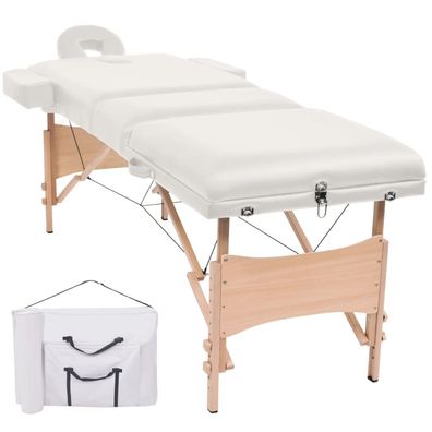 Massageliege 3-Zonen klappbar 10 cm Sitz weiß