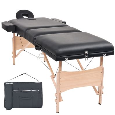 Massageliege 3 Zonen 10 cm Polsterung tragbar schwarz