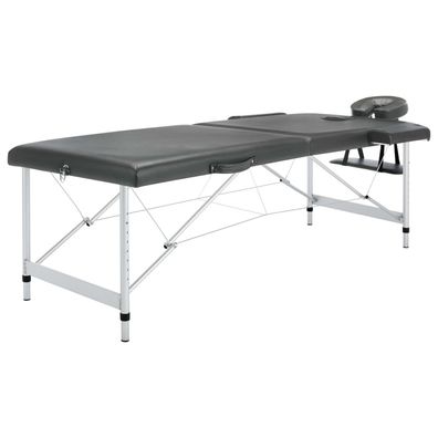 Massageliege 2-Zonen Anthrazit 186x68 cm Aluminiumgestell