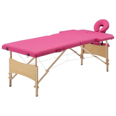 Massageliege Klappbar 2-Zonen Holzgestell Rosa