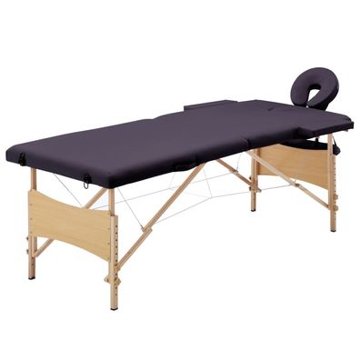 Massageliege 2-Zonen klappbar Holzgestell lila