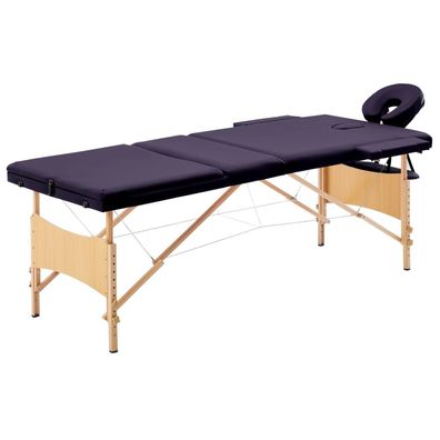 Massageliege klappbar 3-Zonen Holzgestell lila