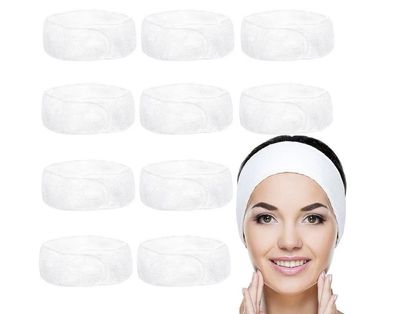 Belle Vous Haarband für Damen, Make-up, Spa, Weiß (10 Stück)