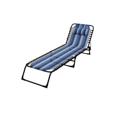 Marbueno Faltbare Liege Stahl mit Kissen Garten und Pool 190X58X27 cm Blaue Streif