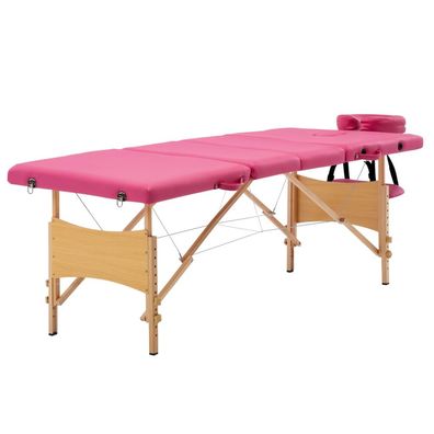 Rosa Massageliege 4-Zonen Klappbar Holzgestell