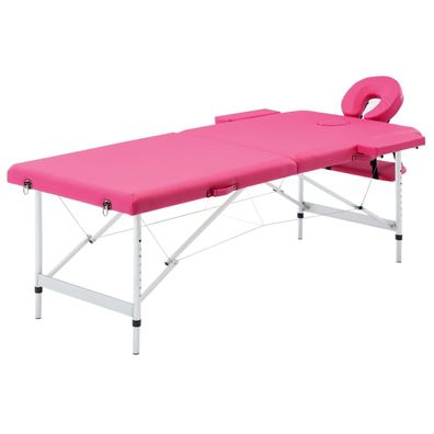 Massageliege Klappbar 2-Zonen Aluminiumgestell Rosa