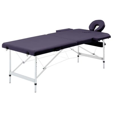 Massageliege 2-Zonen klappbar Lila Aluminiumgestell
