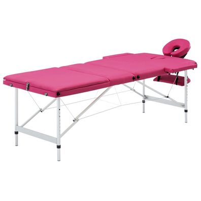 Massageliege klappbar 3-Zonen Aluminiumgestell rosa