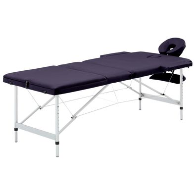 Massageliege 3-Zonen klappbar Lila Aluminiumgestell
