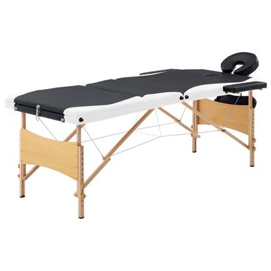 Massageliege klappbar 3-Zonen Holzgestell schwarz weiß