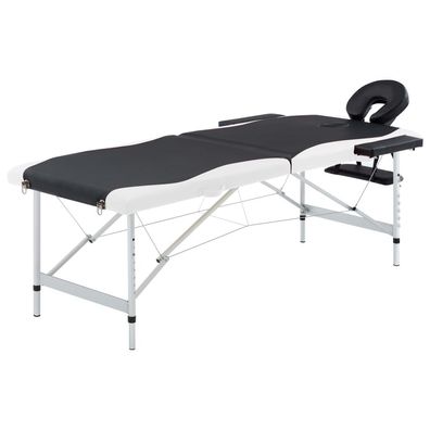 Massageliege 2-Zonen Klappbar Schwarz Aluminiumgestell
