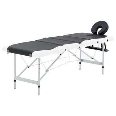 Massageliege 4-Zonen klappbar Aluminiumgestell schwarz
