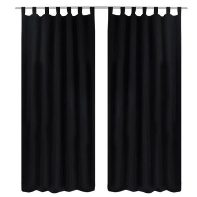 Satin-Vorhänge 2-teilig 140x245 cm schwarz Gardinen
