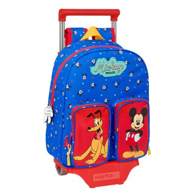 Schulrucksack mit Rädern Mickey Mouse Clubhouse Good day Blau 28 x 34 x 10 cm