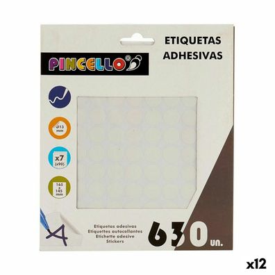 Klebeetiketten Pincello Weiß Ø 13 mm 17 x 4 x 19 cm (12 Stück)