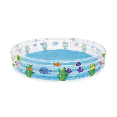 Bestway Kinder Aufblasbarer Pool 3 Ringe Transparent Meeresleben 183x33 cm + 2 Jahr