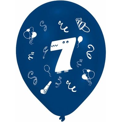 Amscan Age 7, 8 Latex Balloons 2 Sided 1 Color 25.4cm