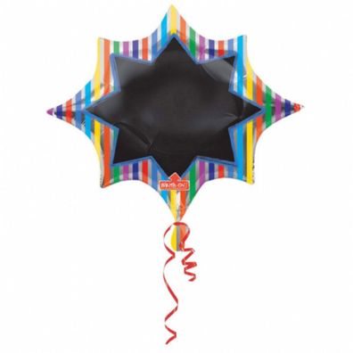 Amscan Supershape, 3252401, Foil Balloon, Striped, Star With Table, Multicolor