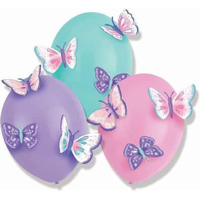 Amscan 9909727 Latex Flutter With Paper Appliques, Pack Of 3, Butterfly