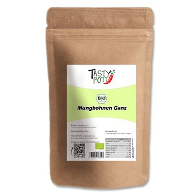 Tasty Pott Bio Mungbohnen ganz - 1kg Beutel