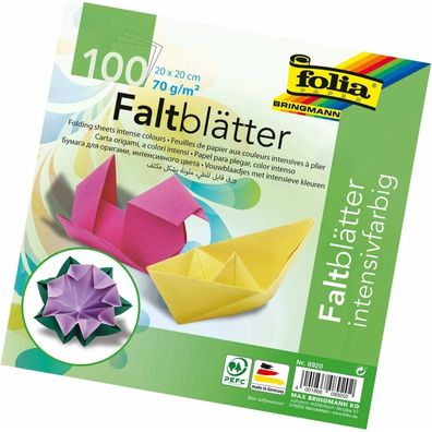 Faltblatt 20x20cm farbig 100 Blatt Intensiv