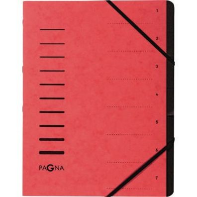 Pagna Ordnungsmappe A4 7-teilig rot Aufdruck 1-7 auf dem Deckel mit Eck