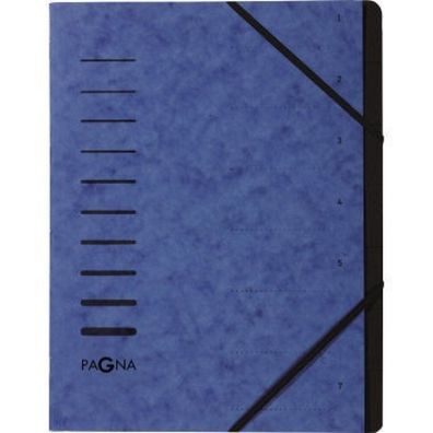 Pagna Ordnungsmappe A4 7-teilig blau Aufdruck 1-7 auf dem Deckel mit Eck