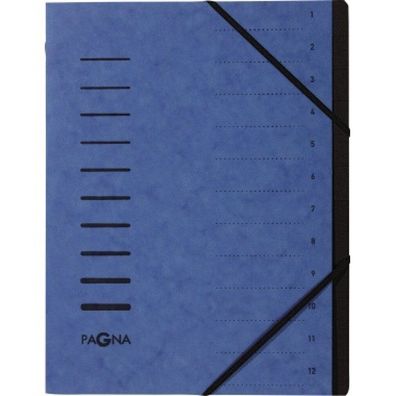 Pagna Ordnungsmappe A4 12-teilig blau Aufdruck 1-12 auf dem Deckel mit Ec