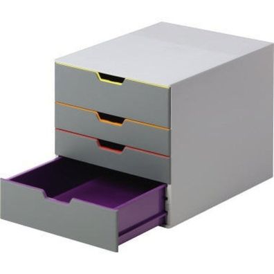 Durable Schubladenbox Varicolor 7604-27 grau/bunt 4 Schubladen geschlossen