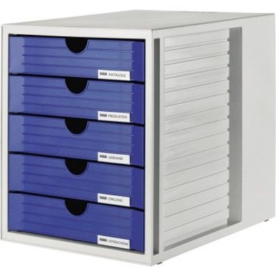 HAN Schubladenbox System-Box 1450-14 grau/blau 5 Schubladen geschlossen