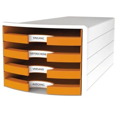 HAN Schubladenbox Impuls 1013-51 weiß orange 4 Schubladen offen