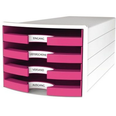 HAN Schubladenbox Impuls 1013-56 weiß pink 4 Schubladen offen