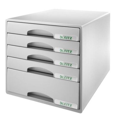 LEITZ Schubladenbox Plus grau DIN A4 mit 5 Schubladen