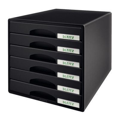 LEITZ Schubladenbox Plus schwarz DIN A4 mit 6 Schubladen